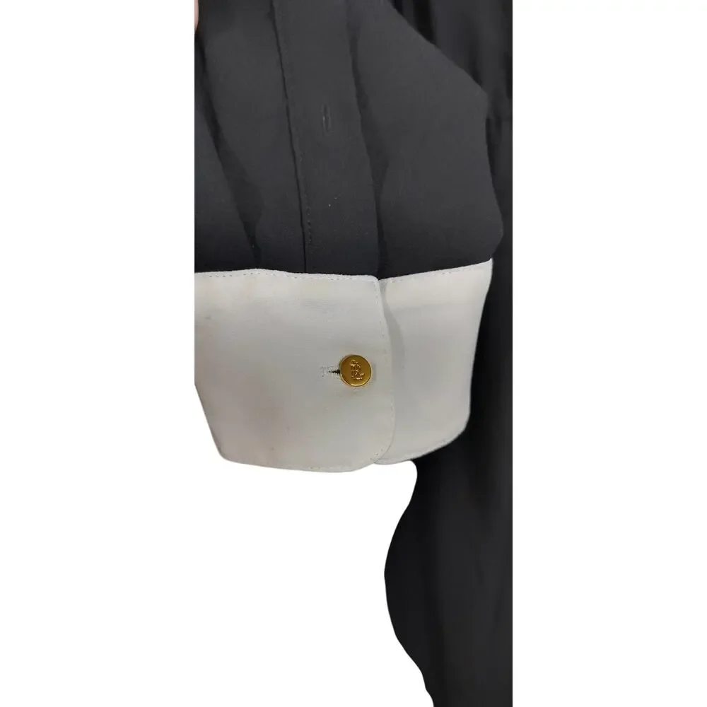 4252) Lauren Ralph Lauren Women Black Jumpsuit with White Accent Collar Size 14 - Picture 5 of 13